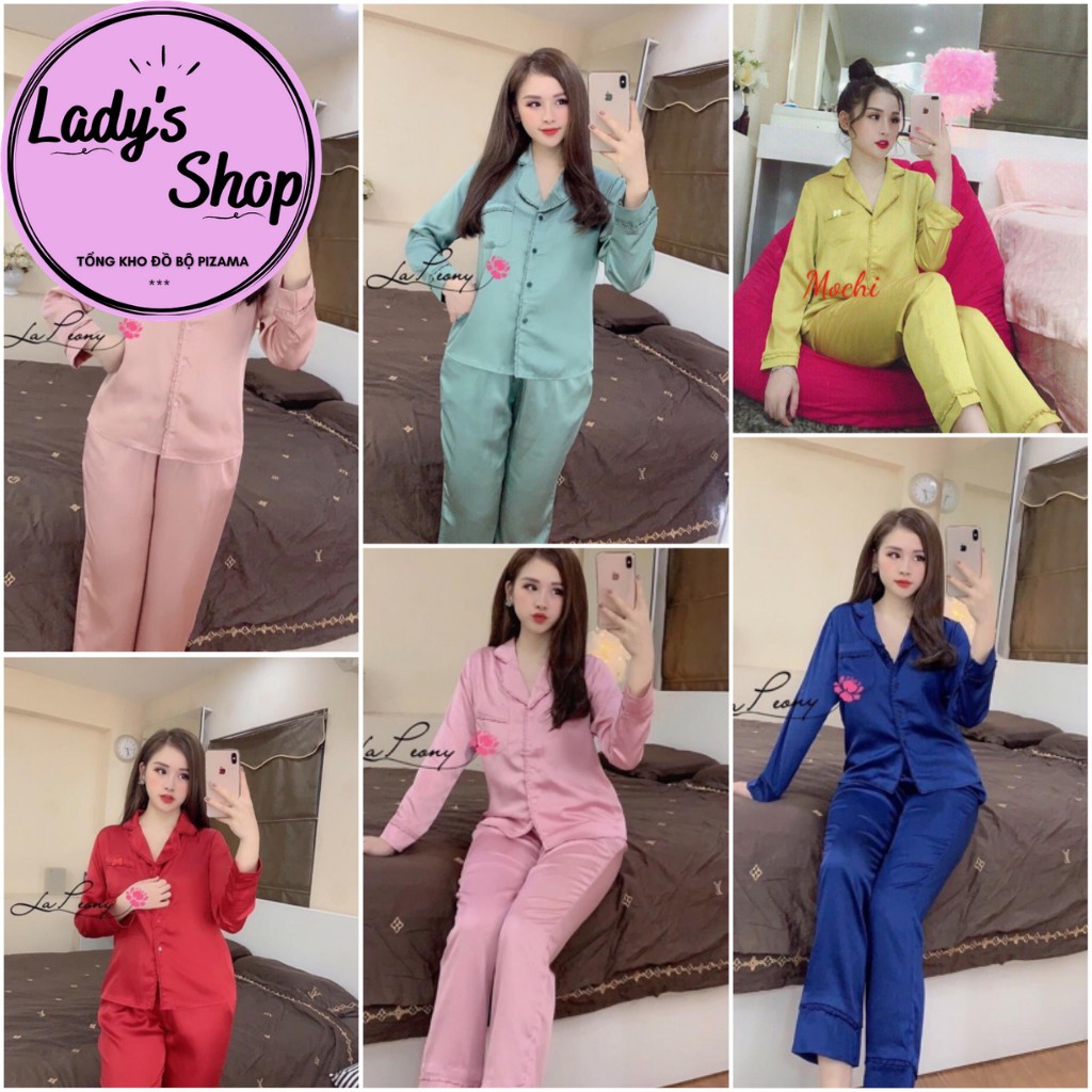 [Siêu Hot] Bộ đồ Pijama lụa Bộ lụa dài tay viền bèo xinh xắn nơ túi [Loại 1 Cao cấp][ẢNH THẬT+VIDEO]